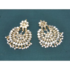 Floral Stud Chandbali Earrings with Pearls