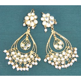 Chandbali Drop Earrings with Pearls