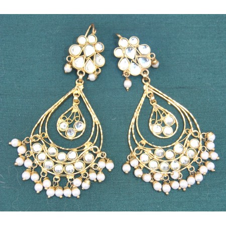 Chandbali Drop Earrings with Pearls