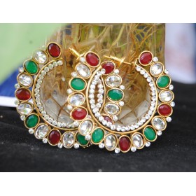 Red Green Big Hoop Glam Earrings