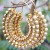  Polki Diamond Pearl Bali Hoop Earrings