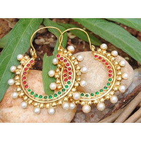 Multicolour Hoop Earrings with Pearls