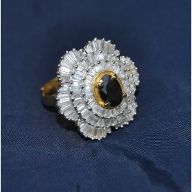 Baguette Diamond Studded  Cocktail Ring