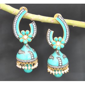 Turquoise Jhumkas