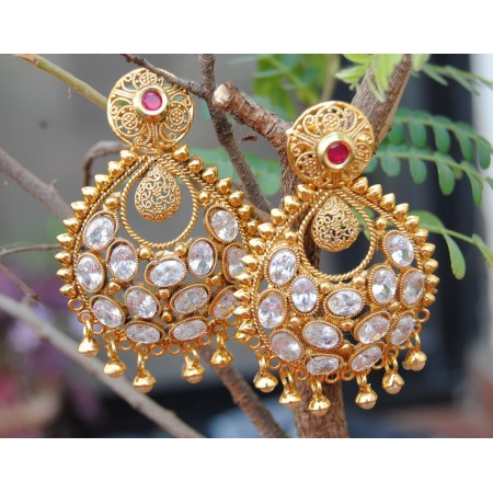 Filigree Kundan Pearl Dangler Earrings