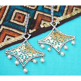 Curved Golden Dangler Earrings