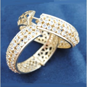 Crystal Studded Gold Hoop Earrings