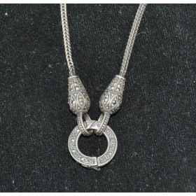 Carved Sterling Silver Pendant studded with Marcasite