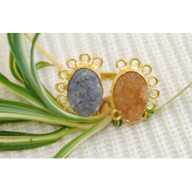 GOLD TWO TONE DRUZY COCKTAIL RING