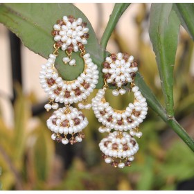 Brown Crystal Pearl Jhumkas
