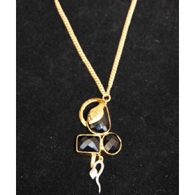 Black Onyx Snake Pendant with Gold Chain