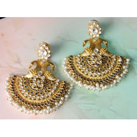 Peacock Polki Chand bali Earrings