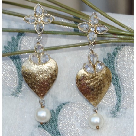 Crystal Gold Leaf Earrings