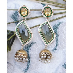  Designer Gemstone Jhumka  Earrings 