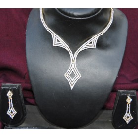American Diamond Necklace Set with Rectangle Drop