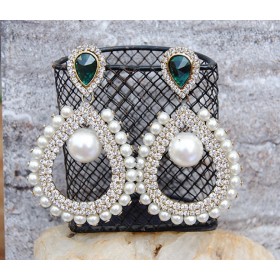 Pearly Green Brilliance Dangler Earrings
