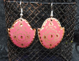  Gold Pink Turkish Earrings