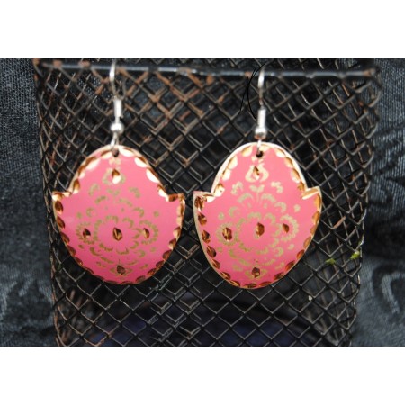  Gold Pink Turkish Earrings