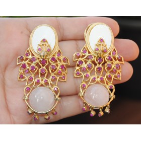 Ruby Gold Plated Danglers