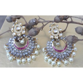 Uncut Diamond Chand Bali Earrings 