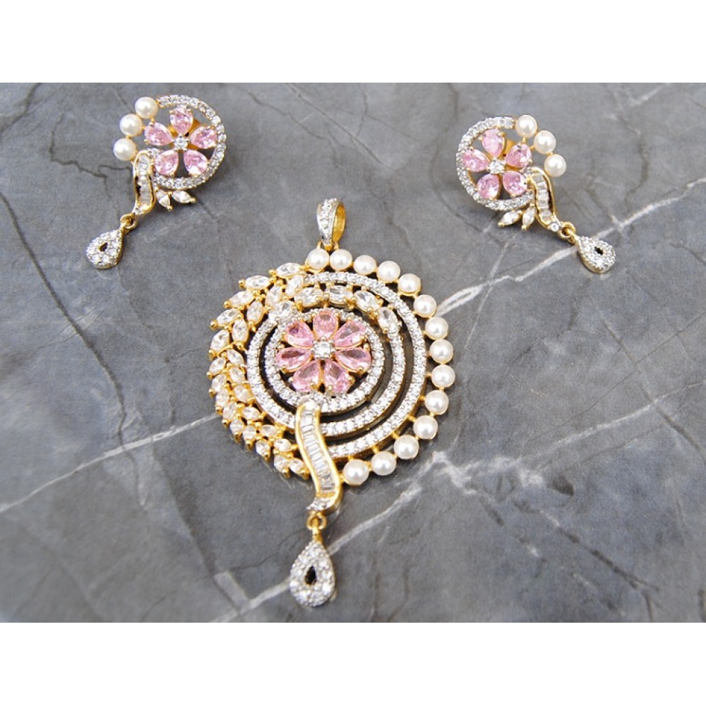 Pink Diamond Pendant Set