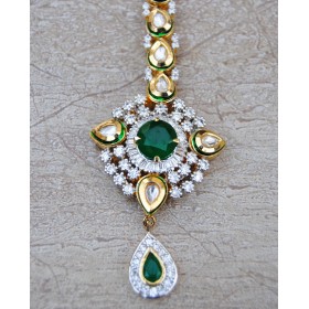 Emerald Diamond Maang Tikka