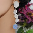 Oval White Druzzy Drop Dangler Earrings