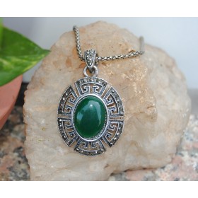 Oval Green Onyx Necklace