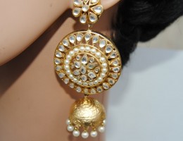 Gold Kundan Jhumkas