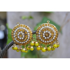 Yellow Aari Gold Pearl Stud