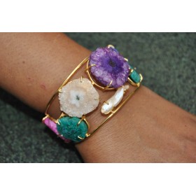 Multi Color Druzy Gemstone Bracelet 