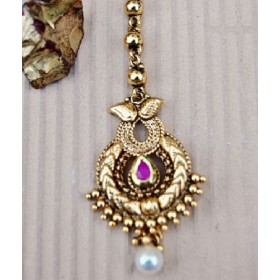 Golden Chand Ruby Maang Tikka