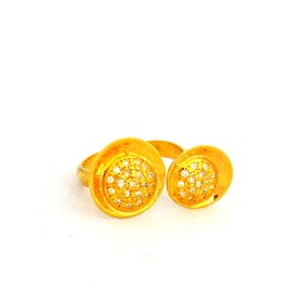 Twin Jewels Gold Sterling Silver Ring