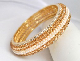 Gold Crystal Bangles with Pearls