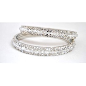 Silver Crystal Bangles
