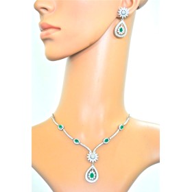 Emerald Diamond Drop Necklace Set