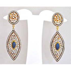 Diamond Drop Turquoise Earrings