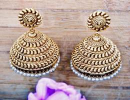 Big Bold Gold Antique Kairi Jhumkas 