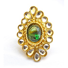 Green Kundan Cocktail Ring