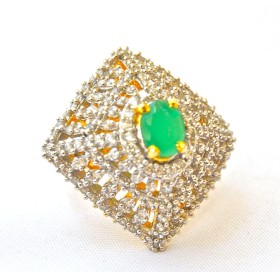 Modern Emerald Diamond Ring