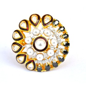 Kundan Pearl Cocktail Ring