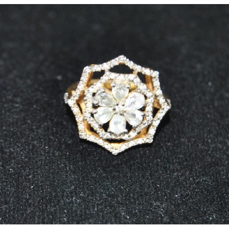 Geometric Floral Diamond Ring