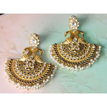 Peacock Polki Chand bali Earrings