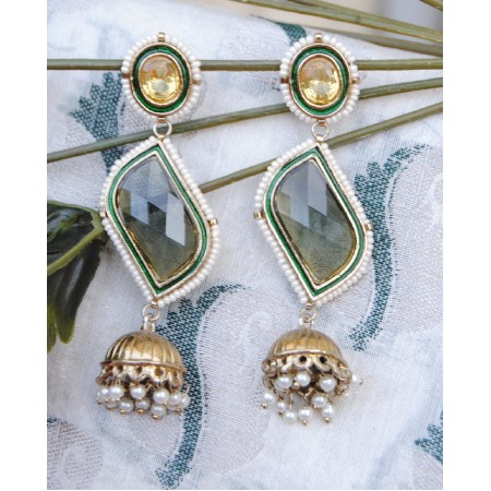  Designer Gemstone Jhumka  Earrings 