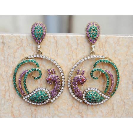Colorful Peacock Crystal Earrings