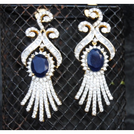 Oval Sapphire Diamond Earrings