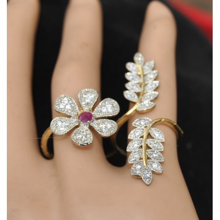 Floral Shaped American Diamond Ring