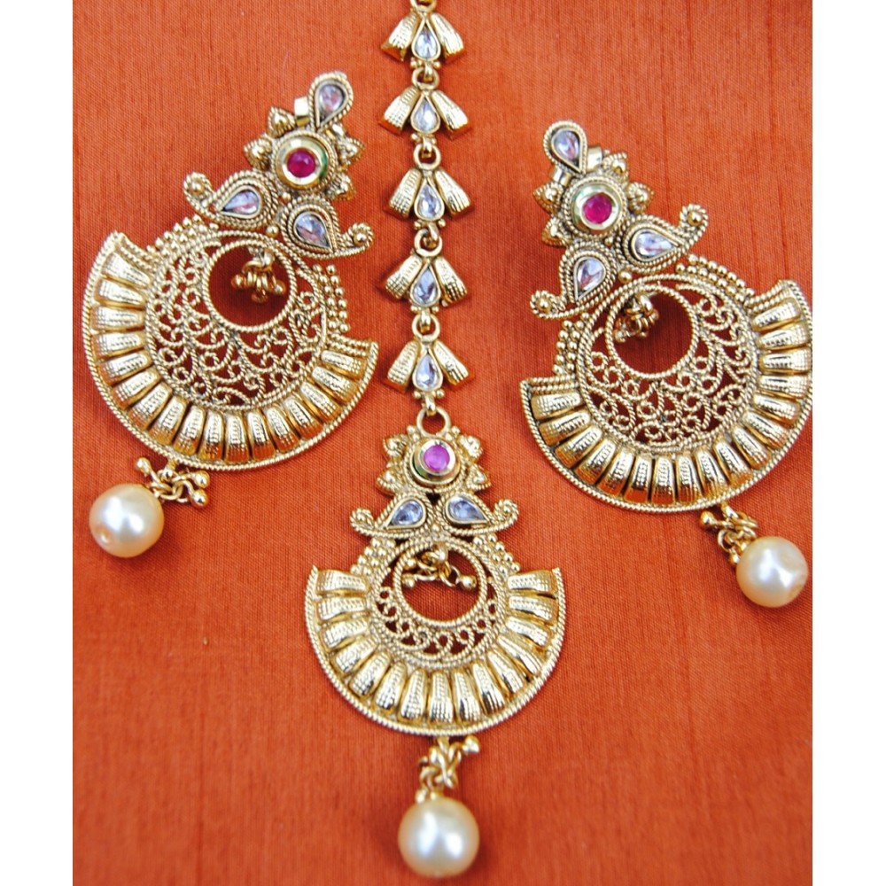Stylish Indian Latest Bollywood Chand Bali Tikka Earrings Set – Isher  Fashion Boutique Inc.
