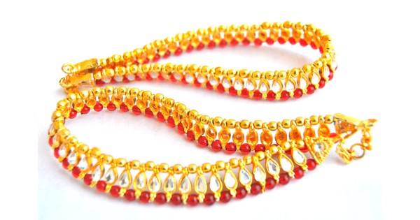Red Payal Red Kundan Payal