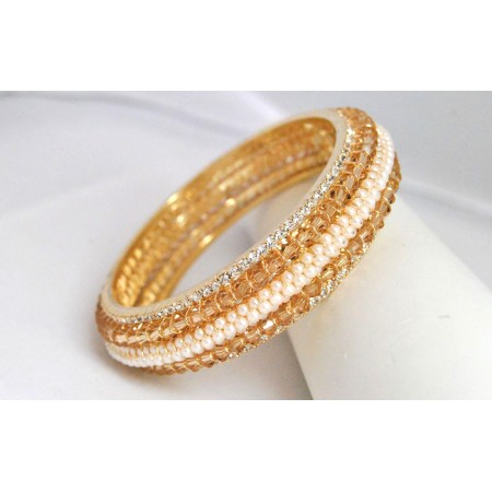 Gold Crystal Bangles with Pearls